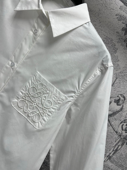 Loewe Logo Embroidered Shirt White Cotton