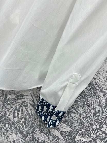 CD 25 Shirt White Blue Polyester