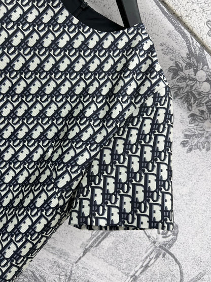 CD 25 Short-sleeved Dress Black White Cotton