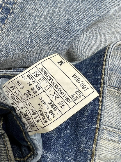 Joewe 25 Chain-decorated Jeans Blue Cotton Fabric