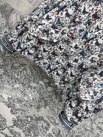 CD 25 Butterfly Floral Print Stand Collar Jacket Polyester