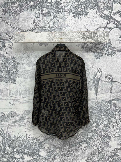 Fendi 25 Shirt Black Brown Polyester fiber