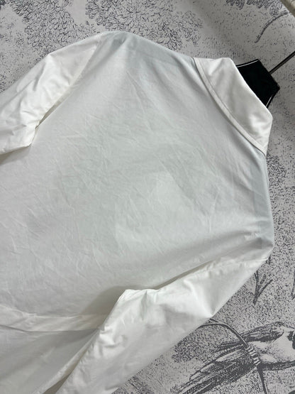 CD 25 Oblique Buttoned Long-sleeved Shirt White Cotton