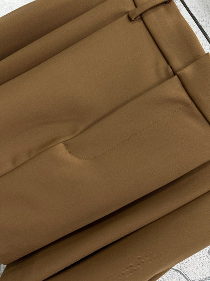 Loewe 25 Pleated Short Skirt Khaki Brown Polyester Fiber
