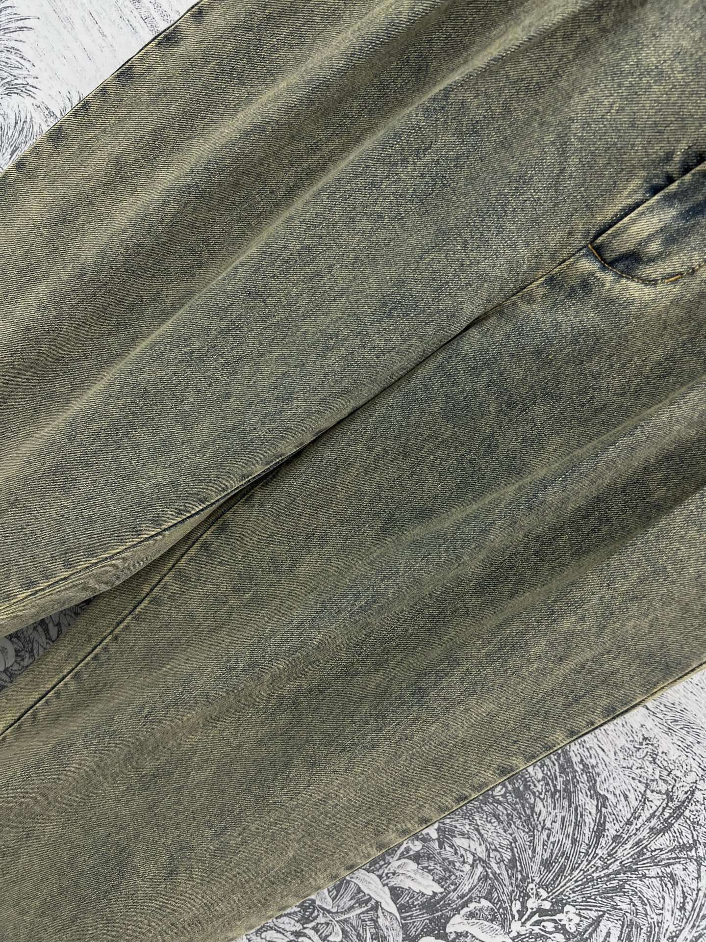Loewe 25 Wide-leg Jeans Light Green-yellow Cotton