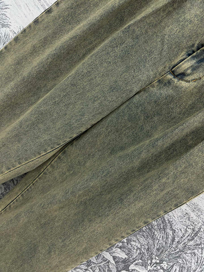 Loewe 25 Wide-leg Jeans Light Green-yellow Cotton