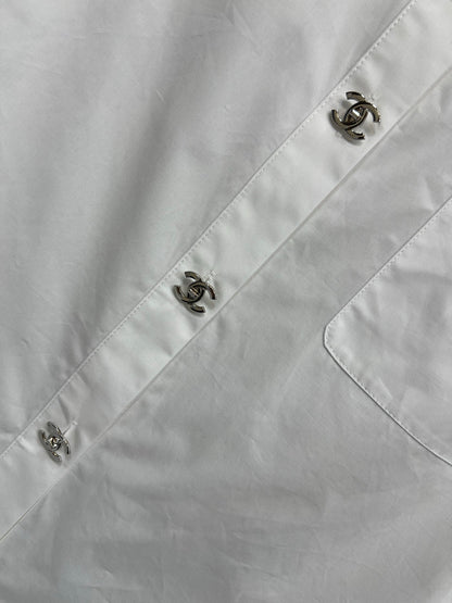 Chanel 2026 Logo Embroidered Shirt White Cotton 356991
