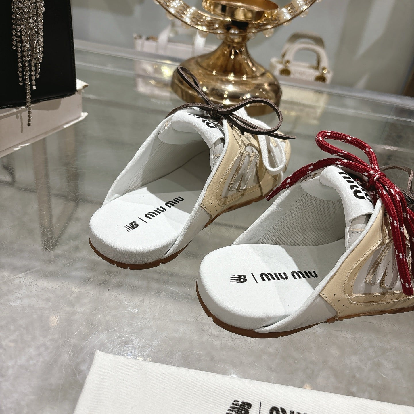 Miu x NB 530 SL Deco Mules Beige mix White Leather 235296