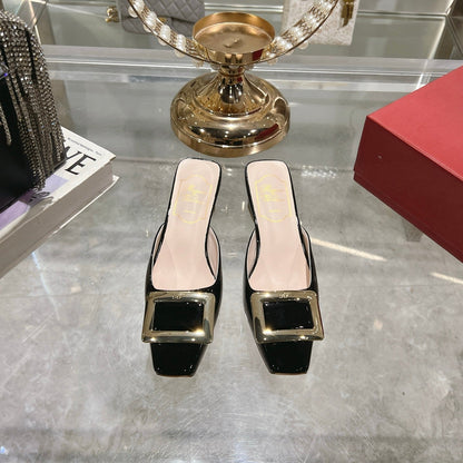 Viv 25 Mules Buckle Black Patent Leather 235352