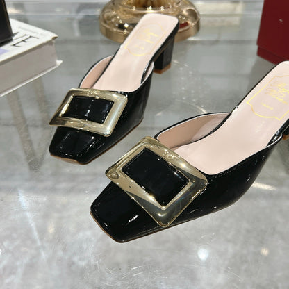 Viv 25 Mules Buckle Black Patent Leather 235352
