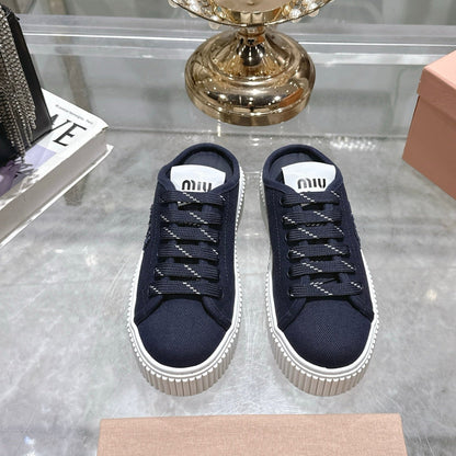 Miu 25C Sneaker Mules Night Blue Demin Fabric 235315