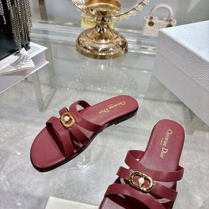 CD 26 Flat Sandals Dark Red Leather 592261