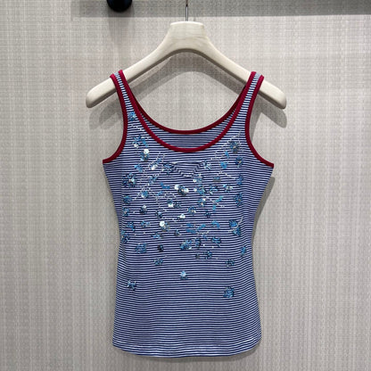Prada 2026 Tank Top Blue Red Cotton 399200