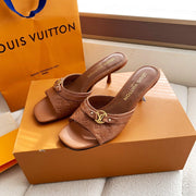 LV 26s High Heels 55 Slippers Brown Sheepskin 614981