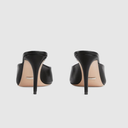 GG  Women's Horsebit mid-heel slide sandal in Black
