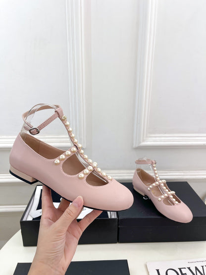 CC Mary Jane 10mm In Light Pink With Small Pearls Lambskin 948760