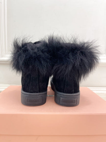 Miu Ankle Boots Black Wool