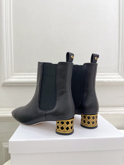 CD Icon Heeled Ankle Boot 40mm Black Calfskin