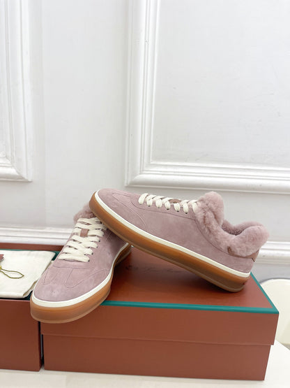 LP Tennis Walk Sneaker In Taro Purple Suede Lined With Wool Fleece 988270
