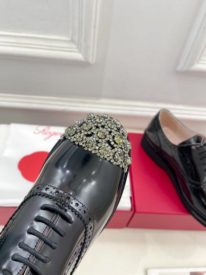 Viv 25 Baroque Rhinestone Derby Loafer Black Cowhide Leather 253580
