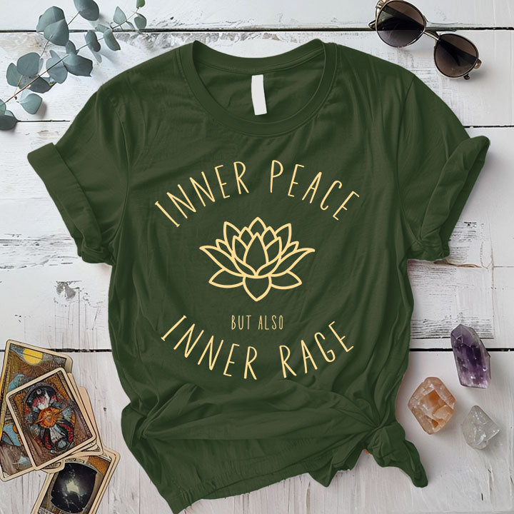 Inner Peace T Shirt Military Green Mockup