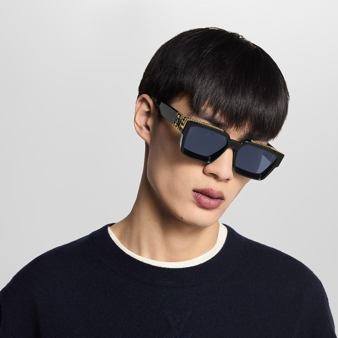 RECTANGLE SUNGLASSES 575849 BLACK IN ACETATE
