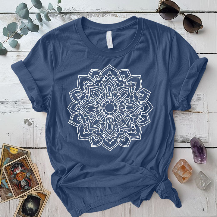 Mandala T-Shirt Mockup indigo-blue