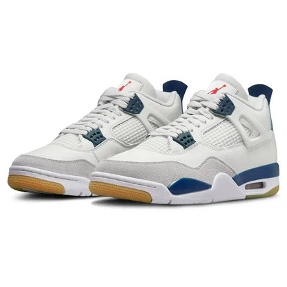 Nike SB x Air Jordan 4 White Navy Blue Gray Suede Leather