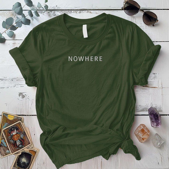 Nowhere T Shirt Military Green Mockup