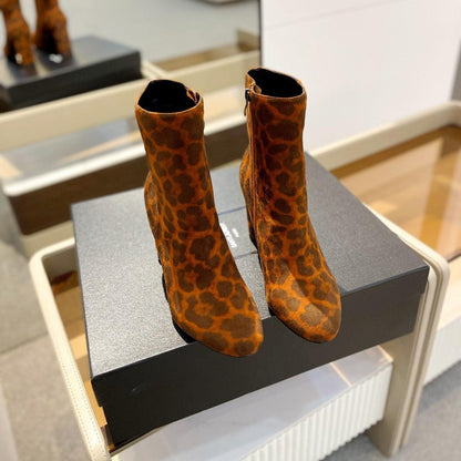 SL HONORÃ‰ BOOTIES LEOPARD BRICK SUEDE