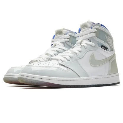 Nike Air Jordan 1 Retro White Light Gray Patent Leather Cowhide