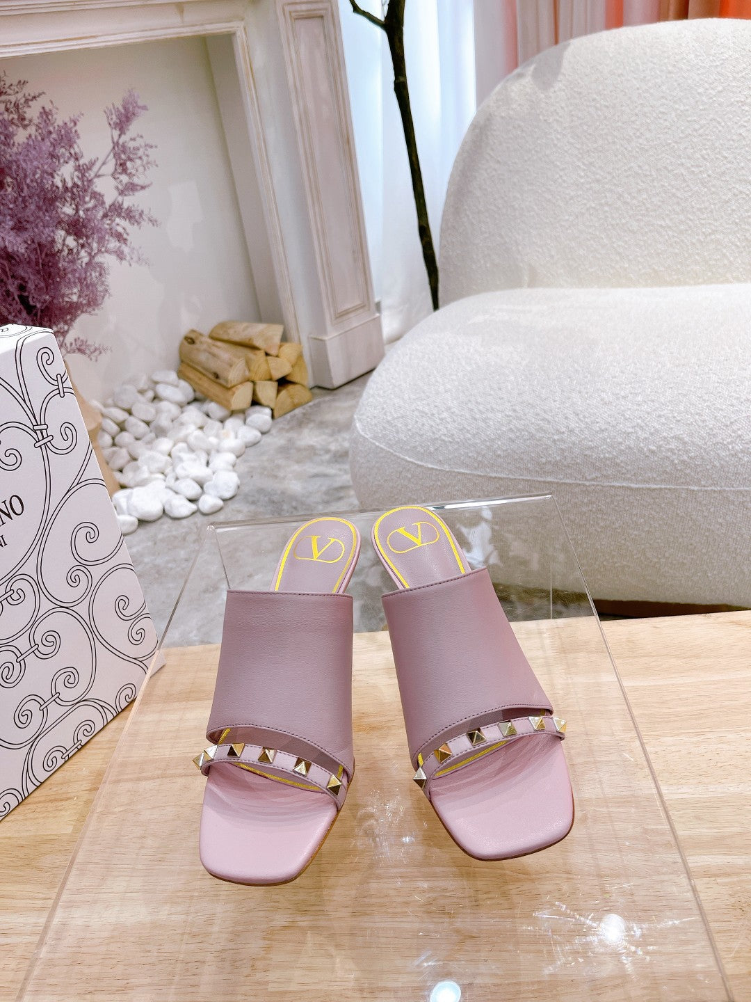 Valentino Mule High Heels Sheepskin 239541