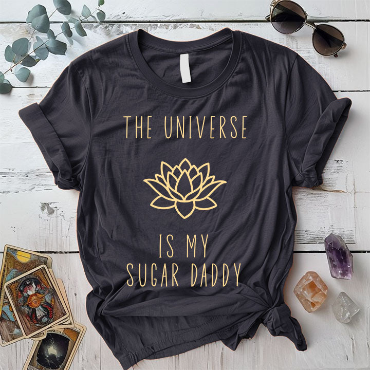 Universe Is My Sugar Daddy T Shirt Dark Heather Grey Mockup