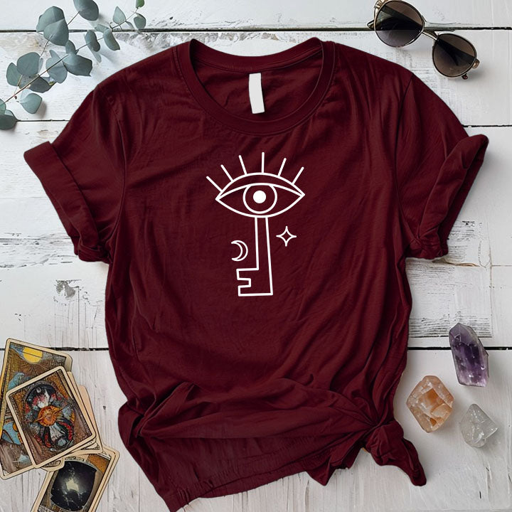 Third Eye Key T Shirt Maroon Mockup