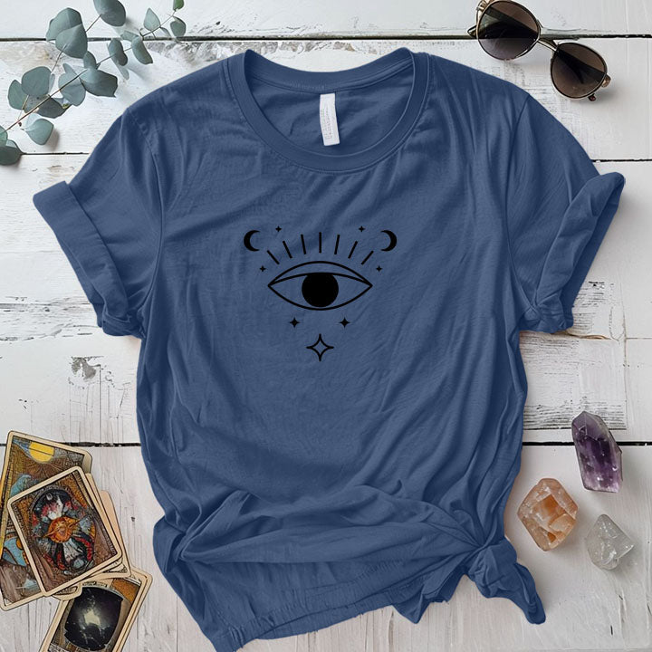 Third Eye Triangle T Shirt Indigo Blue Mockup