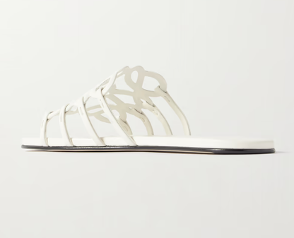 Loew Petal Anagram Leather Slides White