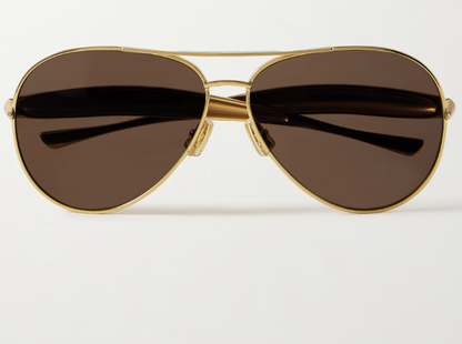 Bottega Veneta Sardine Aviator-style Gold-tone Sunglasses