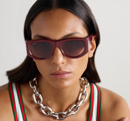 Gucci D-frame Burgundy Acetate Sunglasses