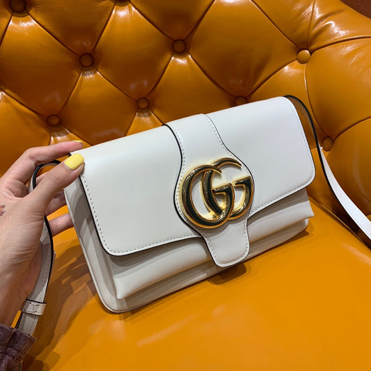 GG Arli Bag 25cm White Calfskin Gold Hardware