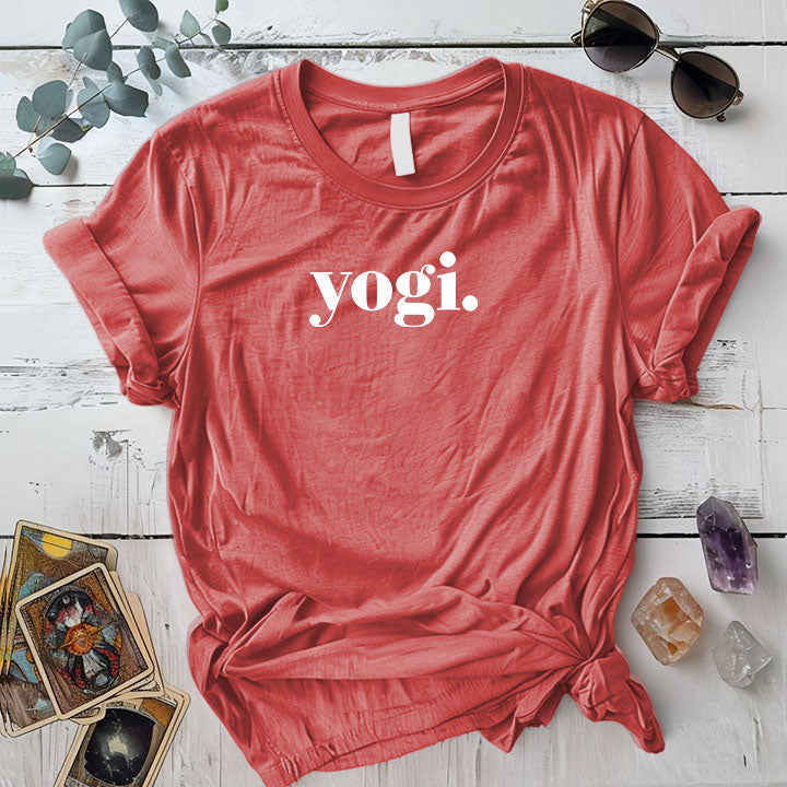 Yogi T Shirt Coral Silk Mockup